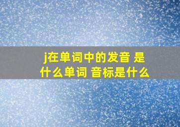 j在单词中的发音 是什么单词 音标是什么